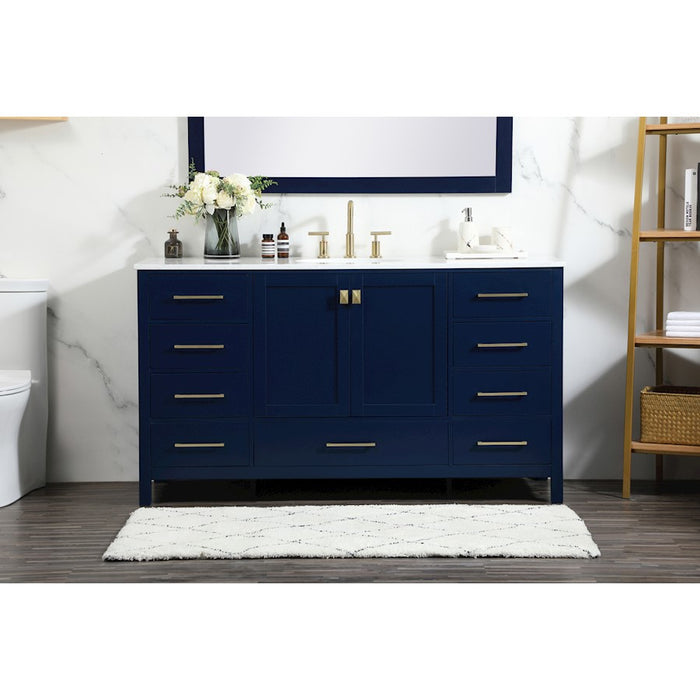 Elegant Kitchen/Bath Irene 60" Single Bathroom Vanity, Blue