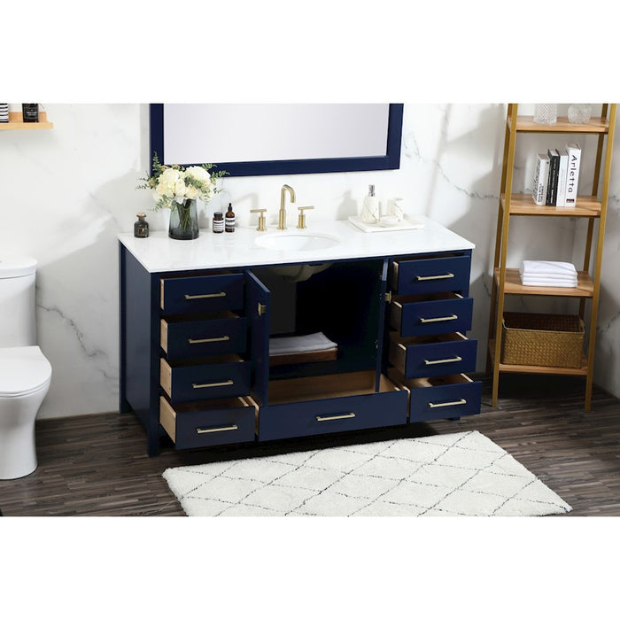 Elegant Kitchen/Bath Irene 60" Single Bathroom Vanity, Blue