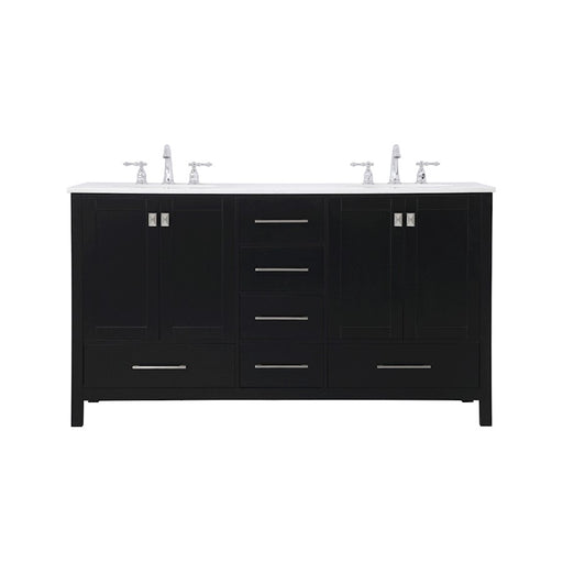 Elegant Kitchen/Bath Irene 60" Double Bathroom Vanity, Black - VF18860DBK