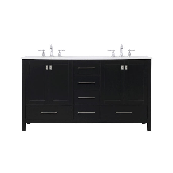 Elegant Kitchen/Bath Irene 60" Double Bathroom Vanity, Black - VF18860DBK