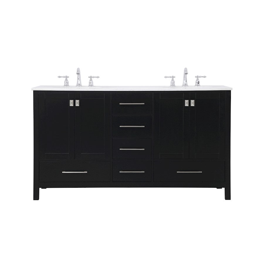 Elegant Kitchen/Bath Irene 60" Double Bathroom Vanity, Black - VF18860DBK