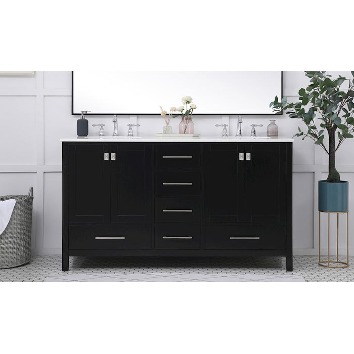 Elegant Kitchen/Bath Irene 60" Double Bathroom Vanity, Black