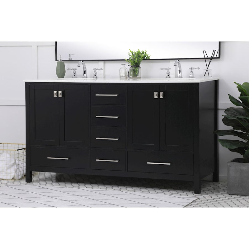 Elegant Kitchen/Bath Irene 60" Double Bathroom Vanity, Black