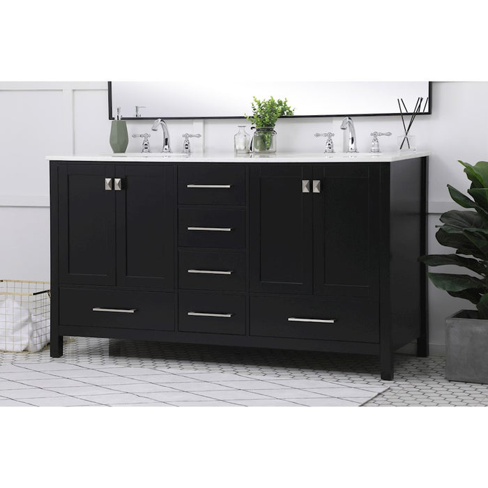 Elegant Kitchen/Bath Irene 60" Double Bathroom Vanity, Black