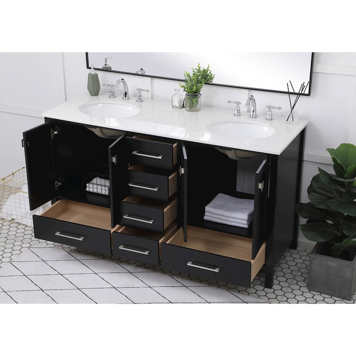 Elegant Kitchen/Bath Irene 60" Double Bathroom Vanity, Black