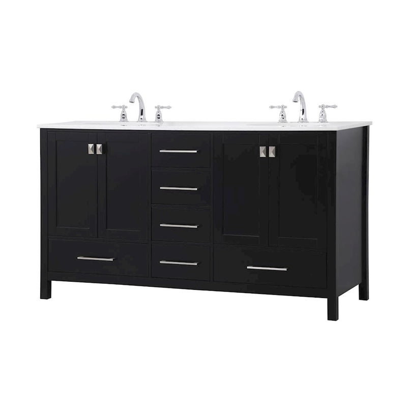 Elegant Kitchen/Bath Irene 60" Double Bathroom Vanity, Black