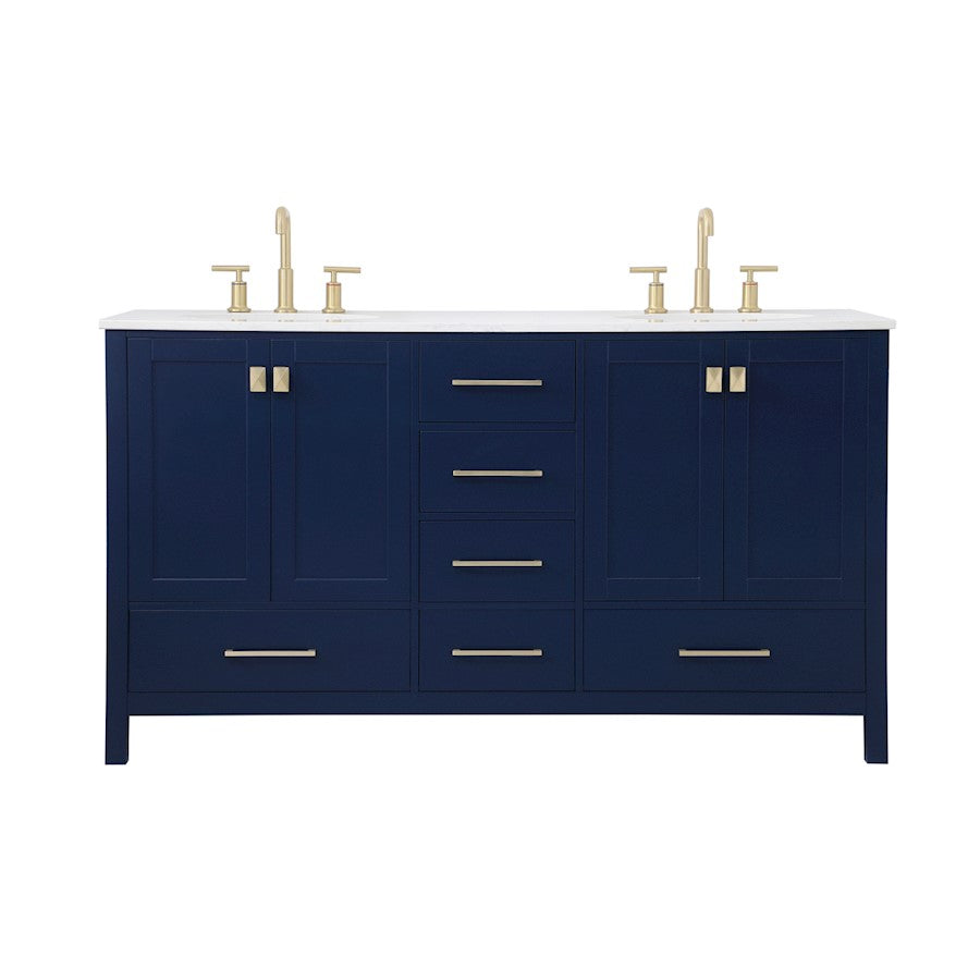 Elegant Kitchen/Bath Irene 60" Double Bathroom Vanity, Blue - VF18860DBL