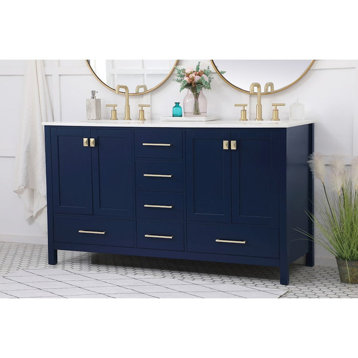 Elegant Kitchen/Bath Irene 60" Double Bathroom Vanity, Blue