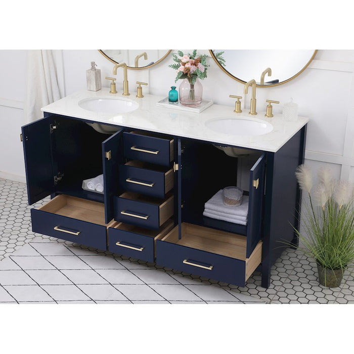 Elegant Kitchen/Bath Irene 60" Double Bathroom Vanity, Blue