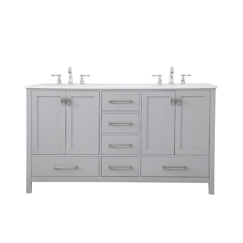 Elegant Kitchen/Bath Irene 60" Double Bathroom Vanity, Gray - VF18860DGR