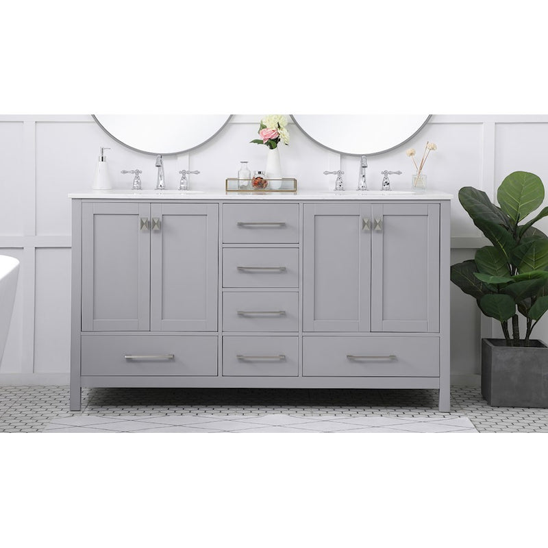 Elegant Kitchen/Bath Irene 60" Double Bathroom Vanity, Gray