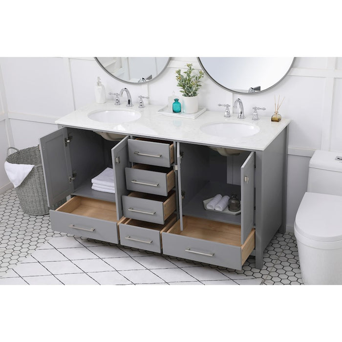 Elegant Kitchen/Bath Irene 60" Double Bathroom Vanity, Gray