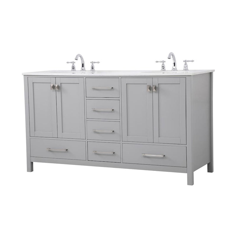 Elegant Kitchen/Bath Irene 60" Double Bathroom Vanity, Gray