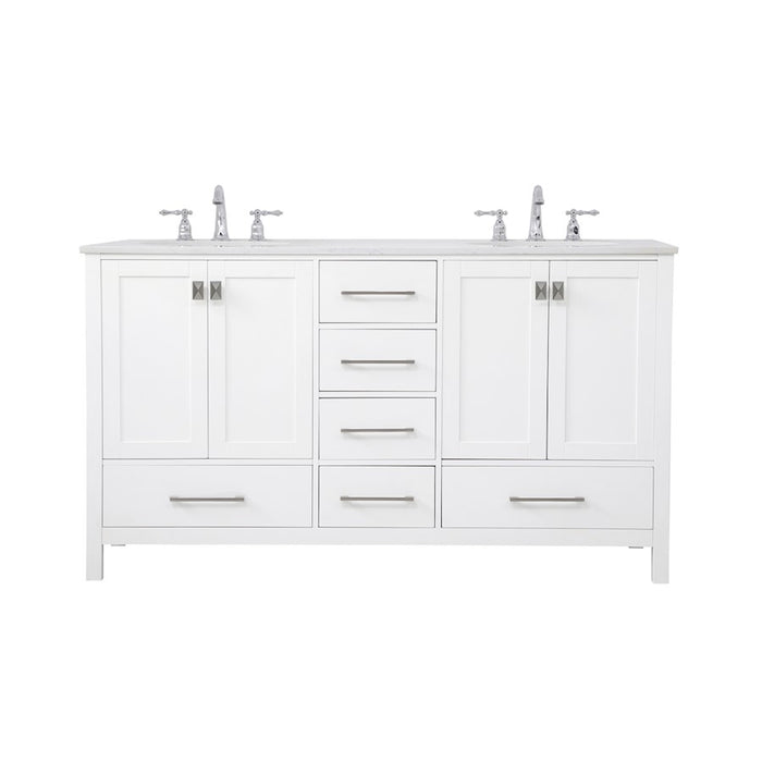 Elegant Kitchen/Bath Irene 60" Double Bathroom Vanity, White - VF18860DWH