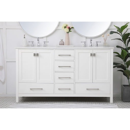 Elegant Kitchen/Bath Irene 60" Double Bathroom Vanity, White
