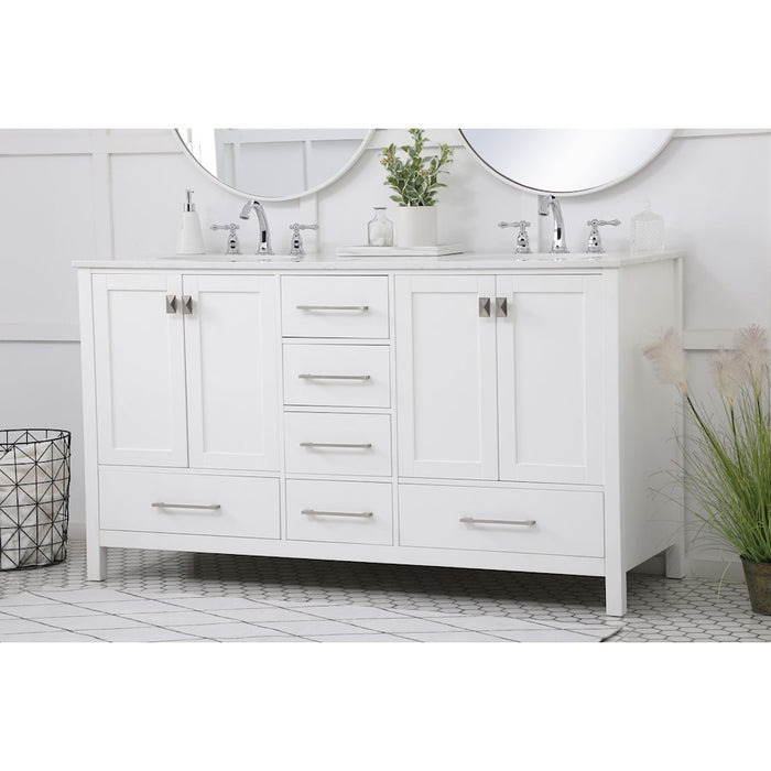 Elegant Kitchen/Bath Irene 60" Double Bathroom Vanity, White