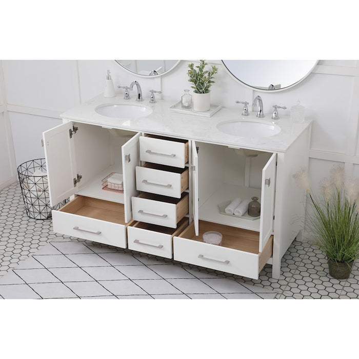 Elegant Kitchen/Bath Irene 60" Double Bathroom Vanity, White