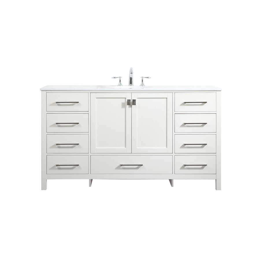 Elegant Kitchen/Bath Irene 60" Single Bathroom Vanity, White - VF18860WH