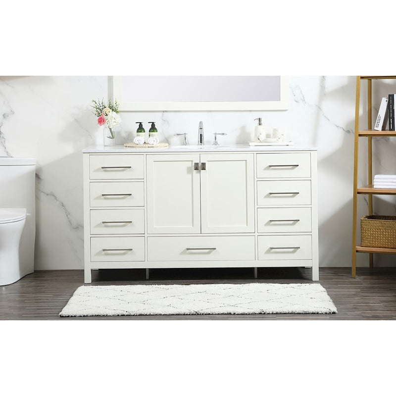 Elegant Kitchen/Bath Irene 60" Single Bathroom Vanity, White