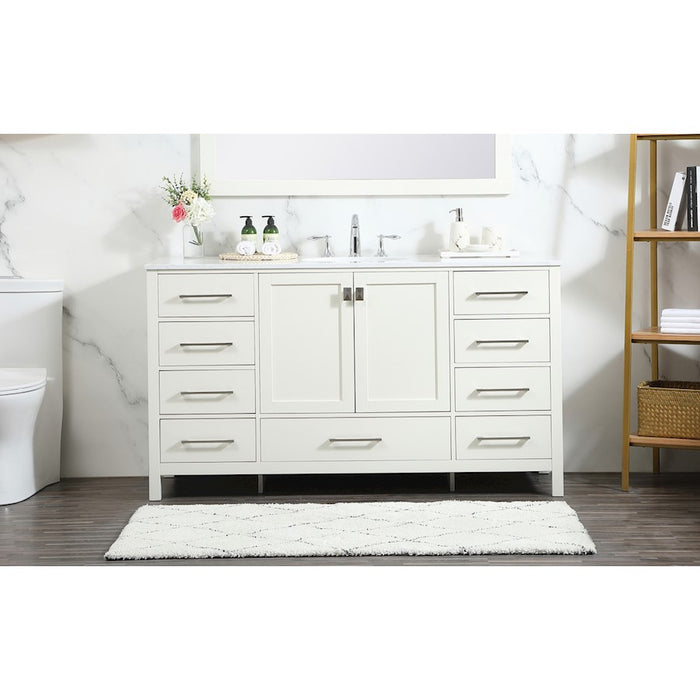 Elegant Kitchen/Bath Irene 60" Single Bathroom Vanity, White