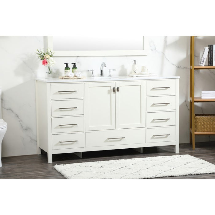 Elegant Kitchen/Bath Irene 60" Single Bathroom Vanity, White