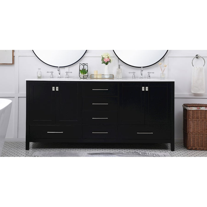 Elegant Kitchen/Bath Irene 72" Double Bathroom Vanity, Black