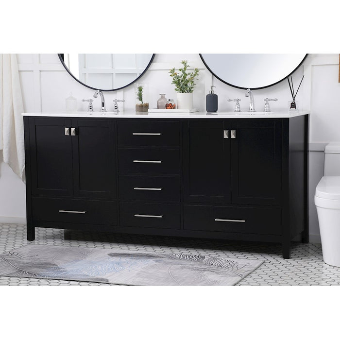 Elegant Kitchen/Bath Irene 72" Double Bathroom Vanity, Black