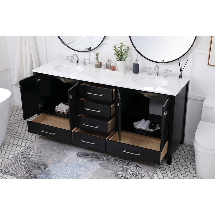 Elegant Kitchen/Bath Irene 72" Double Bathroom Vanity, Black