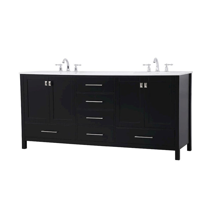 Elegant Kitchen/Bath Irene 72" Double Bathroom Vanity, Black