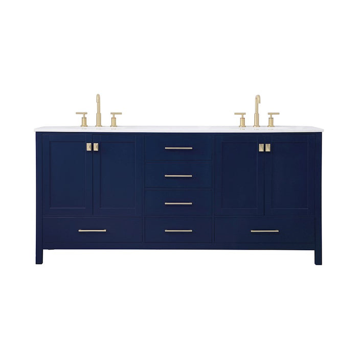Elegant Kitchen/Bath Irene 72" Double Bathroom Vanity, Blue - VF18872DBL