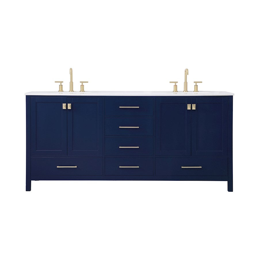 Elegant Kitchen/Bath Irene 72" Double Bathroom Vanity, Blue - VF18872DBL