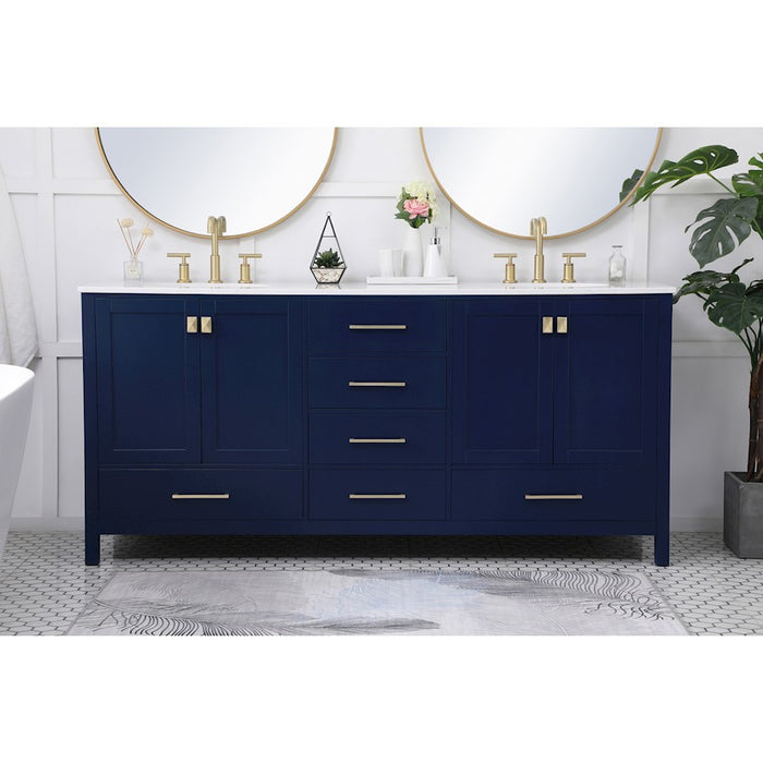 Elegant Kitchen/Bath Irene 72" Double Bathroom Vanity, Blue