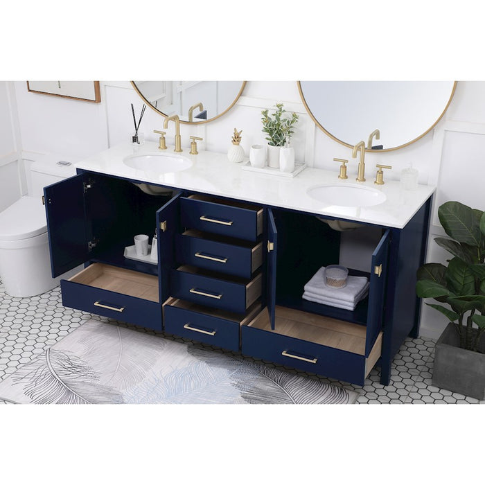 Elegant Kitchen/Bath Irene 72" Double Bathroom Vanity, Blue
