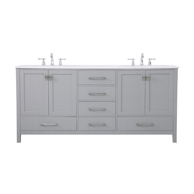 Elegant Kitchen/Bath Irene 72" Double Bathroom Vanity, Gray - VF18872DGR