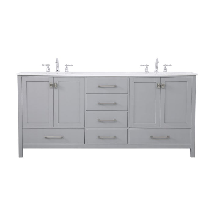 Elegant Kitchen/Bath Irene 72" Double Bathroom Vanity, Gray - VF18872DGR
