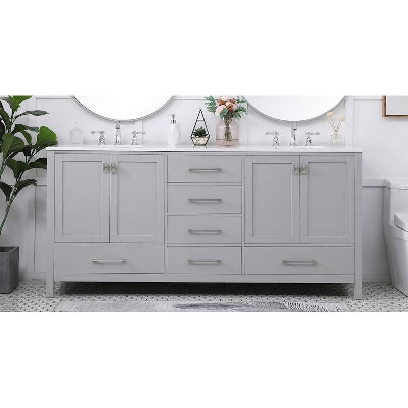Elegant Kitchen/Bath Irene 72" Double Bathroom Vanity, Gray