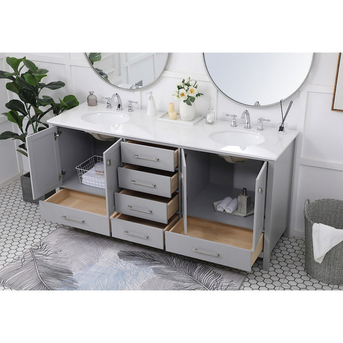 Elegant Kitchen/Bath Irene 72" Double Bathroom Vanity, Gray