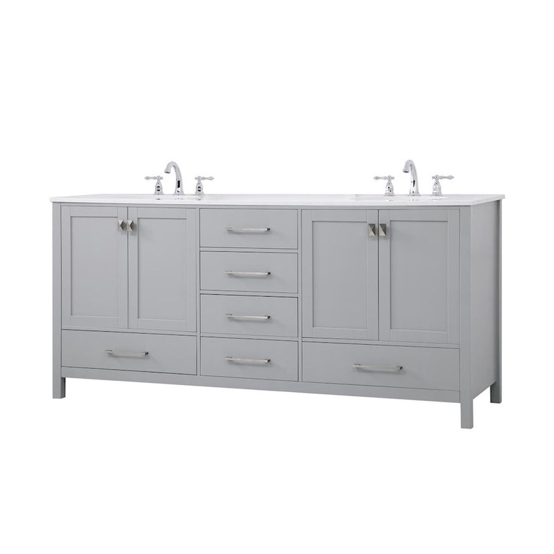 Elegant Kitchen/Bath Irene 72" Double Bathroom Vanity, Gray
