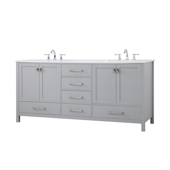 Elegant Kitchen/Bath Irene 72" Double Bathroom Vanity, Gray