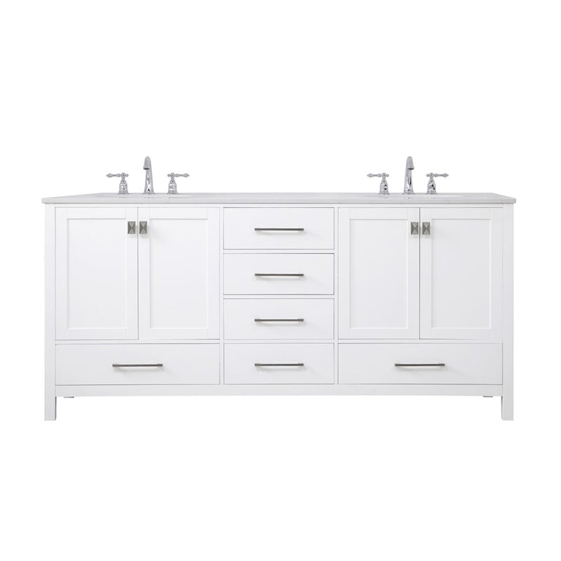 Elegant Kitchen/Bath Irene 72" Double Bathroom Vanity, White - VF18872DWH