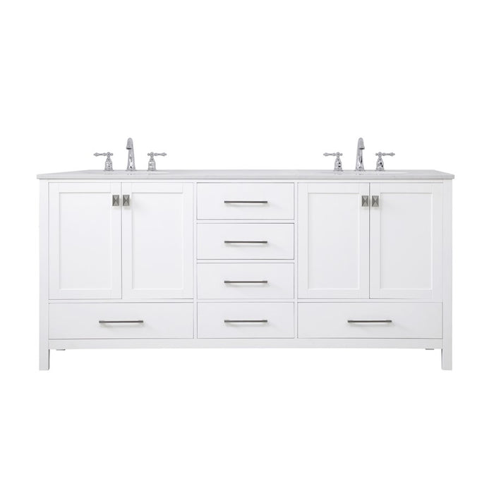 Elegant Kitchen/Bath Irene 72" Double Bathroom Vanity, White - VF18872DWH
