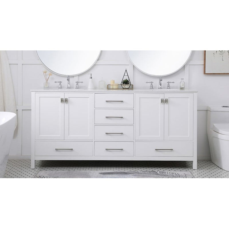 Elegant Kitchen/Bath Irene 72" Double Bathroom Vanity, White