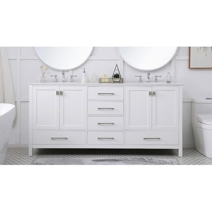 Elegant Kitchen/Bath Irene 72" Double Bathroom Vanity, White