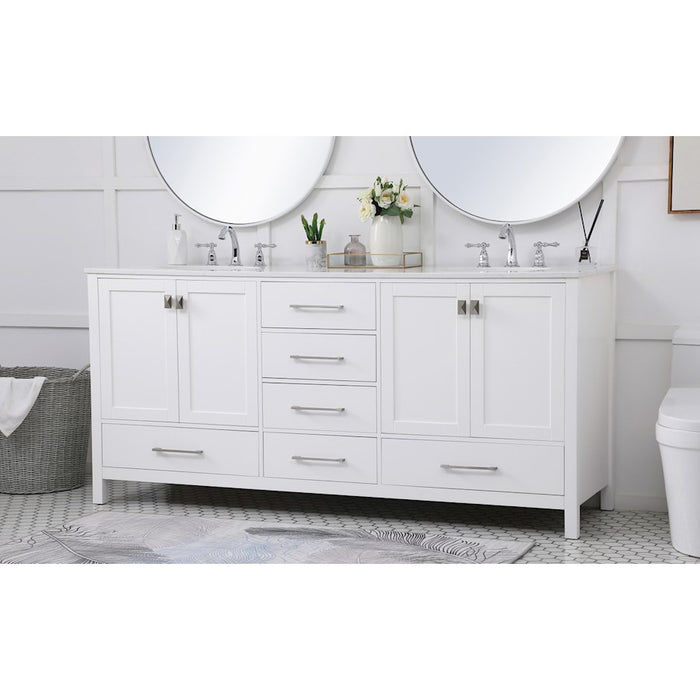 Elegant Kitchen/Bath Irene 72" Double Bathroom Vanity, White