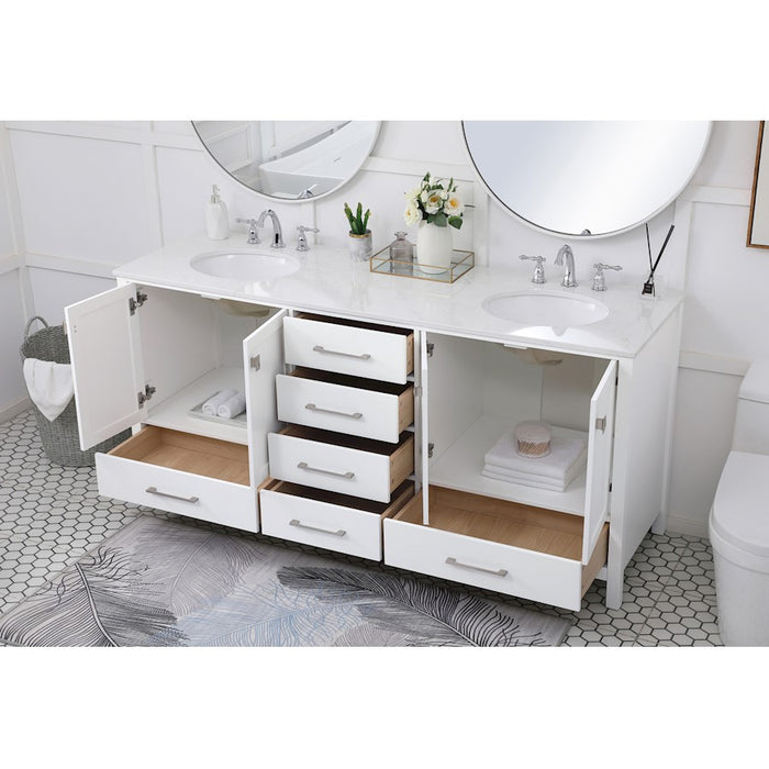 Elegant Kitchen/Bath Irene 72" Double Bathroom Vanity, White