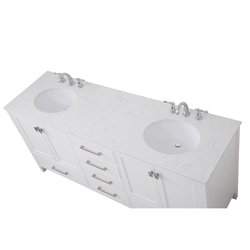 Elegant Kitchen/Bath Irene 72" Double Bathroom Vanity, White