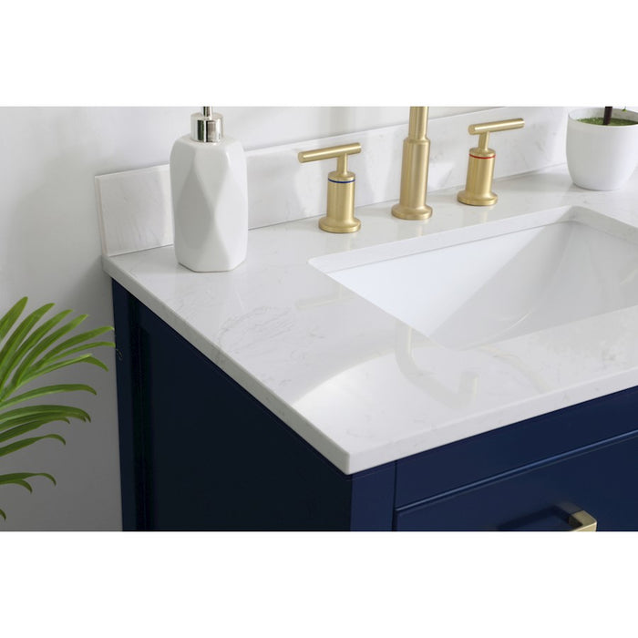 Elegant Sinclaire 30" Single Bathroom Vanity, Blue/Backsplash