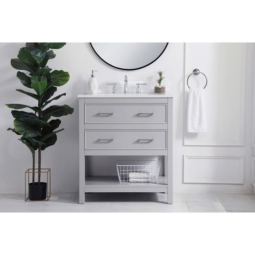 Elegant Sinclaire 30" Single Bathroom Vanity, Grey/Backsplash