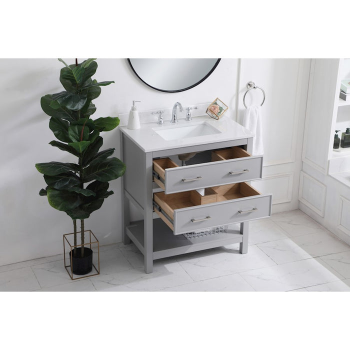 Elegant Sinclaire 30" Single Bathroom Vanity, Grey/Backsplash