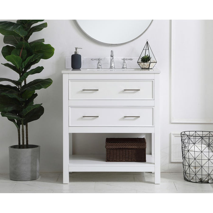Elegant Sinclaire 30" Single Bathroom Vanity, White/Backsplash